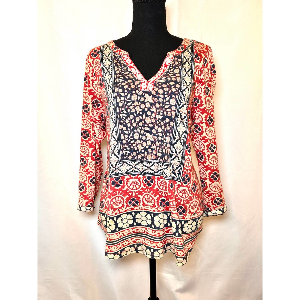 Lucky Brand Floral Red Long Sleeeve Size Large
